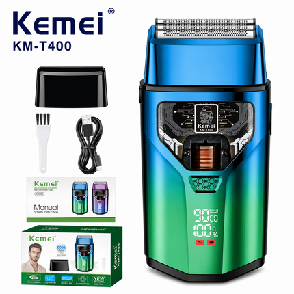 Kemei KM-T400 – Afeitadora Profesional 9000 RPM con Motor de Levitación Magnética color Verde