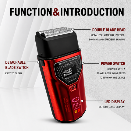 Kemei KM-T299 Shaver Profesional 7500 RPM Motor Sin Escobillas color Rojo