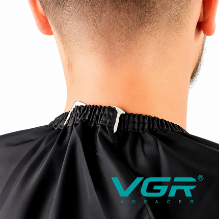 Kit Barbería Capa Profesional VGR Corte Tintura + 5 Rollos Papel Cuellero Negro