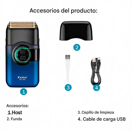 Combo kemei Patillera KM-2299 con base de carga + Shaver KM-T389