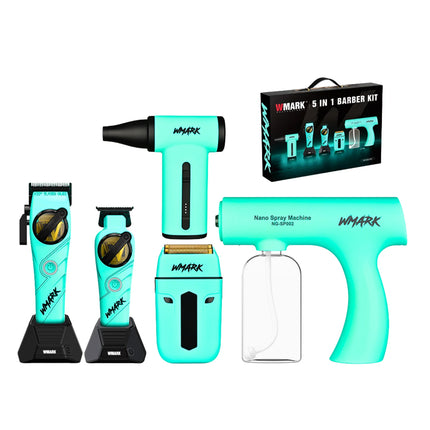 WMARK NG-8637KIT Combo Premium 5 en 1 – Todo lo que Necesita un Barbero Profesional