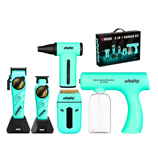 WMARK NG-8637KIT Combo Premium 5 en 1 – Todo lo que Necesita un Barbero Profesional