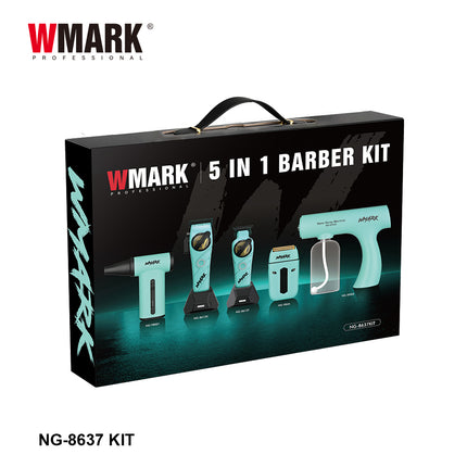 WMARK NG-8637KIT Combo Premium 5 en 1 – Todo lo que Necesita un Barbero Profesional
