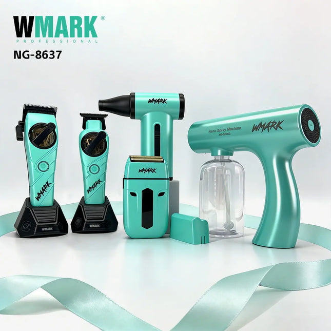 WMARK NG-8637KIT Combo Premium 5 en 1 – Todo lo que Necesita un Barbero Profesional