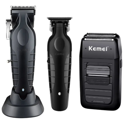 Combo Kemei Trio Clipper KM2296 + Trimmer KM2299 Y Shaver KM1102
