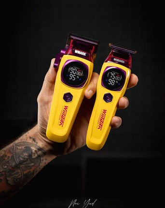 Kit Wmark Cortadora De Pelo Carga Inalámbrica Ng-8004 + Trimmer NG-8204 Con Pantalla Led 7500 Rpm Amarilla